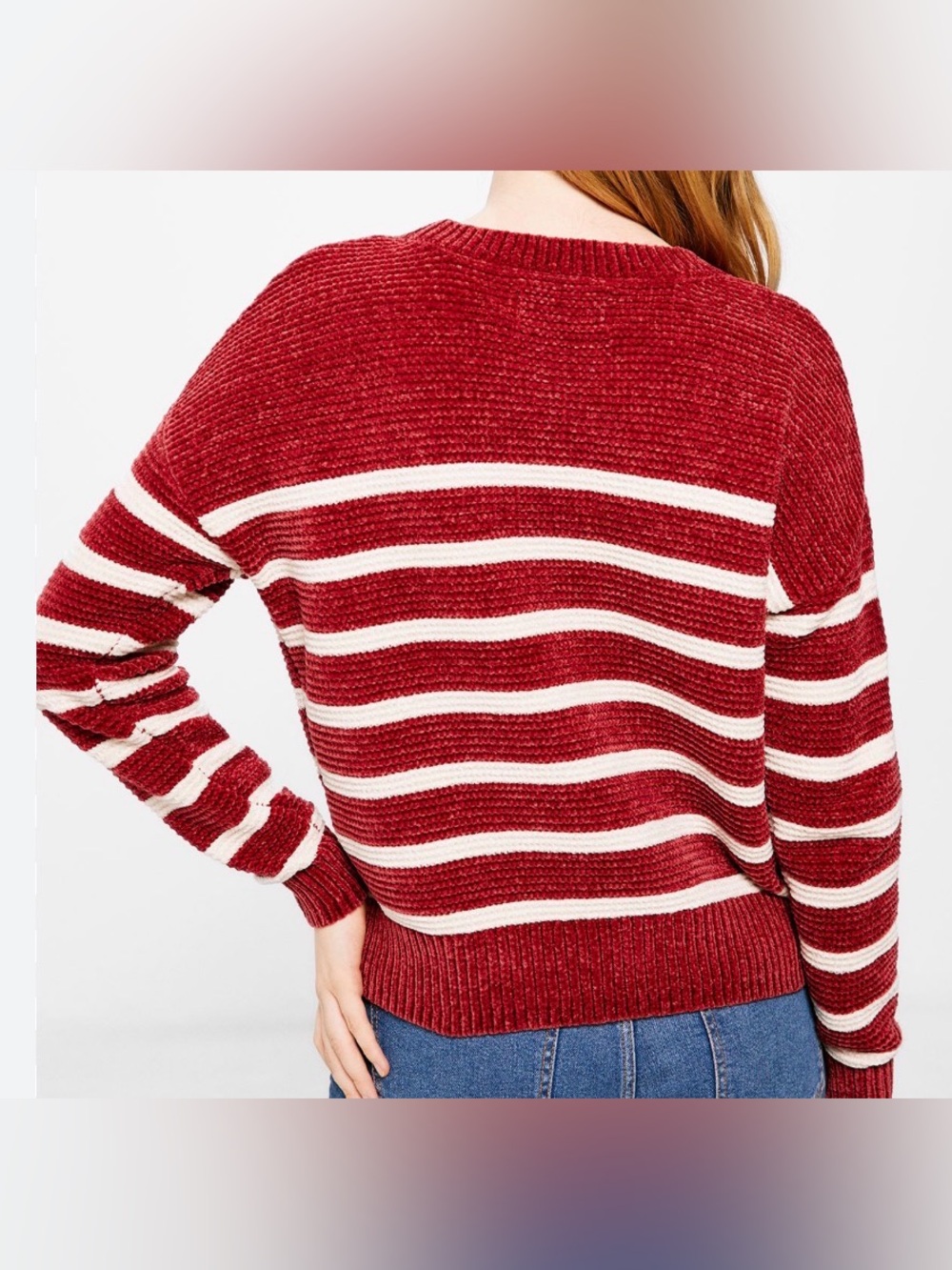 Copper and White Striped Sweater